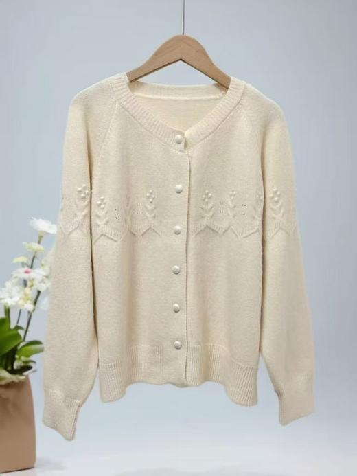 【韩系毛衣】2025立体花针织开衫圆领宽松毛衣-喜出 商品图3