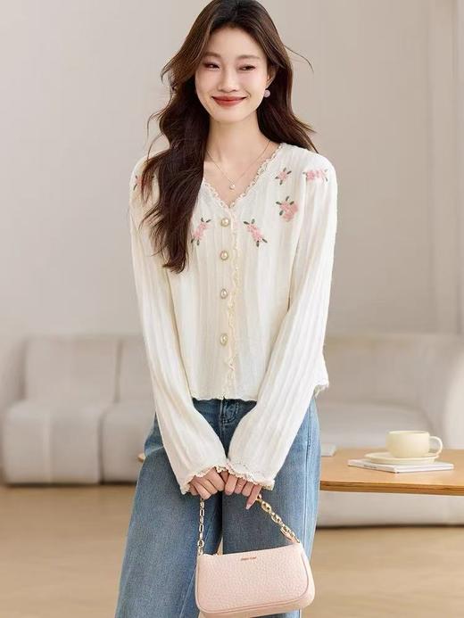 【韩系毛衣】2025法式温柔风花朵针织毛衣开衫-喜出 商品图2