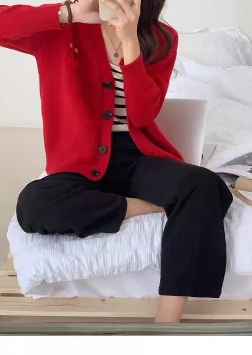 【韩系毛衣】宽松四粒扣笑脸宽松休闲针织毛衣开衫-喜出 商品图2