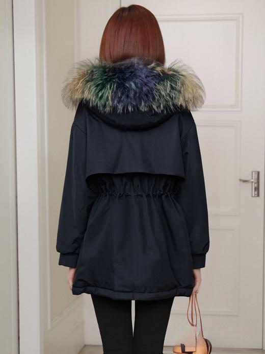 女王节抢购价-不支持退 真毛领 不支持退【羽绒服】含绒量90%。派克羽绒收腰品质高密面料可抽绳中款羽绒服-喜出 商品图3