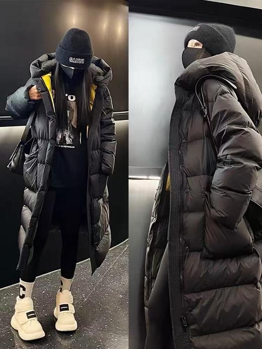 收腰可抽绳【羽绒服】90%白鸭绒彩色内衬可抽绳松紧腰连帽羽绒服-喜出 商品图0