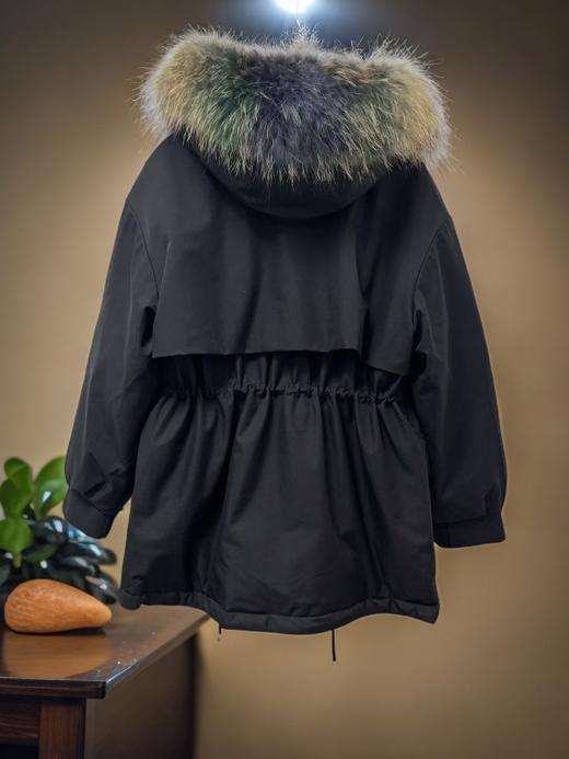 女王节抢购价-不支持退 真毛领 不支持退【羽绒服】含绒量90%。派克羽绒收腰品质高密面料可抽绳中款羽绒服-喜出 商品图2