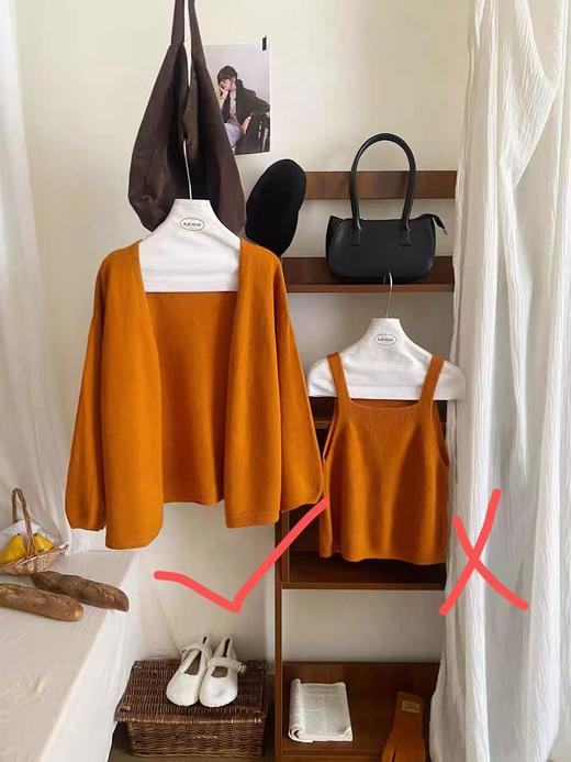 【韩系毛衣】单件休闲南瓜色针织开衫外搭针织毛衣-喜出 商品图1