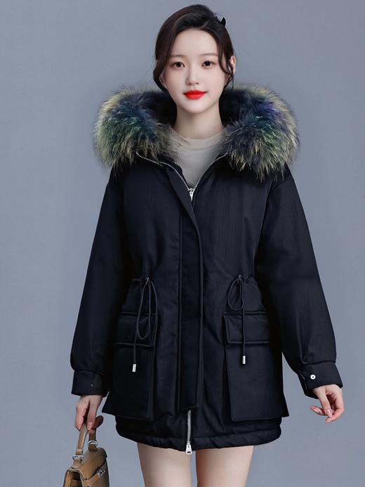 女王节抢购价-不支持退 真毛领 不支持退【羽绒服】含绒量90%。派克羽绒收腰品质高密面料可抽绳中款羽绒服-喜出 商品图1