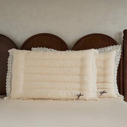 自然醒蕾丝花边棉麻定型低枕亚麻低枕头蕾丝花边成人枕芯XK 商品图8