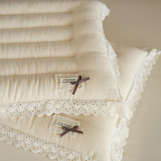 自然醒蕾丝花边棉麻定型低枕亚麻低枕头蕾丝花边成人枕芯XK 商品图12