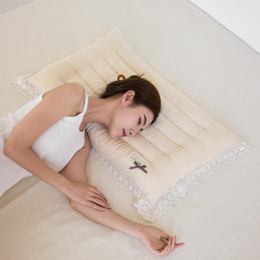 自然醒蕾丝花边棉麻定型低枕亚麻低枕头蕾丝花边成人枕芯XK 商品图1