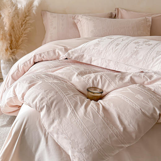 自然醒全棉长绒棉立体提花四件套-花屿HS 商品图8