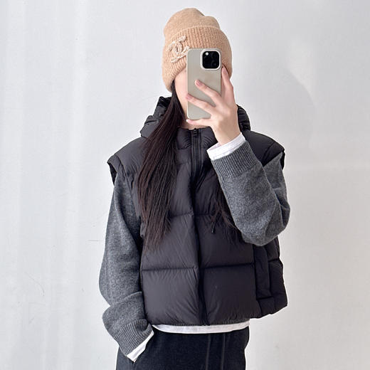 超柔保暖90%白鹅绒立领连帽短款羽绒服马夹外套 商品图3