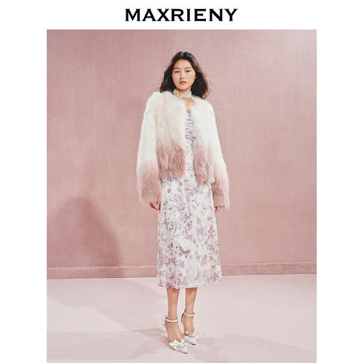 玛克门店发货：MAXRIENY奢华都市感渐变色狐狸坎毛皮草(货号:MC85FU502) 商品图1