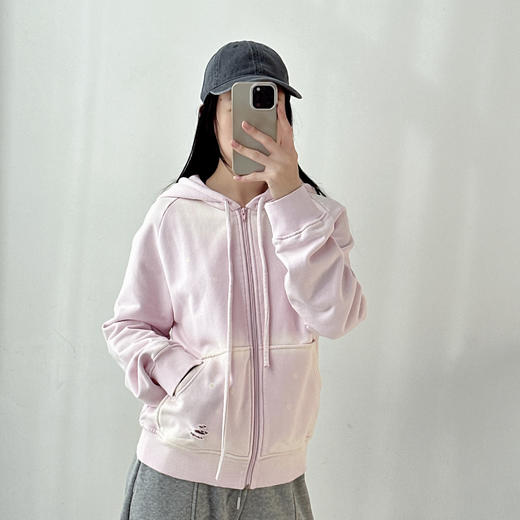 2025春季新款粉色减龄连帽卫衣高级感盐系做旧宽松上衣 商品图5