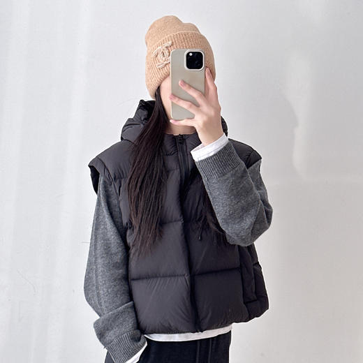 超柔保暖90%白鹅绒立领连帽短款羽绒服马夹外套 商品图2