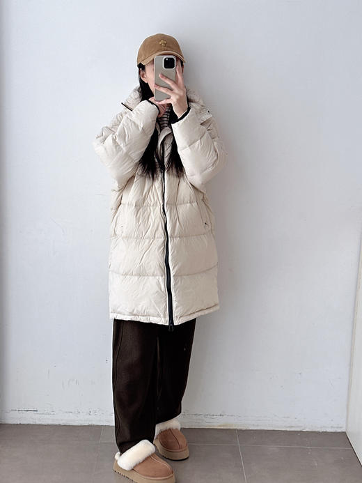 2023冬季新款小众白鹅绒长款立领简约百搭显瘦羽绒外套 商品图3