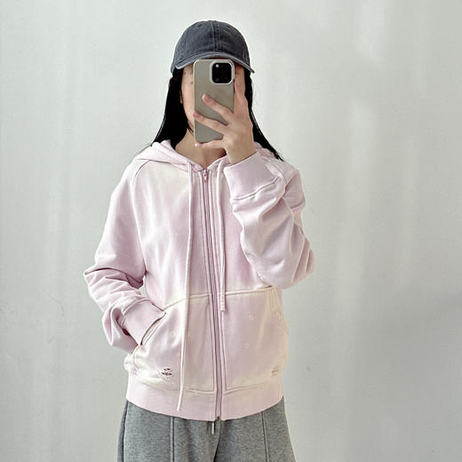 2025春季新款粉色减龄连帽卫衣高级感盐系做旧宽松上衣 商品图6
