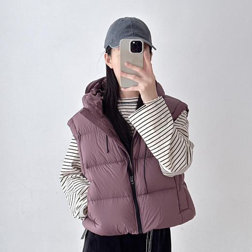 超柔保暖90%白鹅绒立领连帽短款羽绒服马夹外套 商品图6