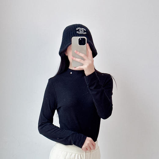 圆领长袖天丝面膜T恤打底衫显瘦上衣 商品图0