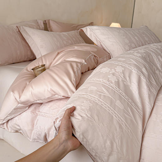 自然醒全棉长绒棉立体提花四件套-花屿HS 商品图4