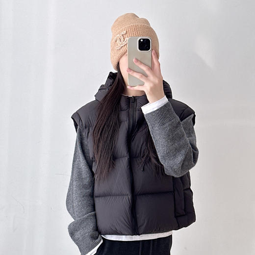 超柔保暖90%白鹅绒立领连帽短款羽绒服马夹外套 商品图1