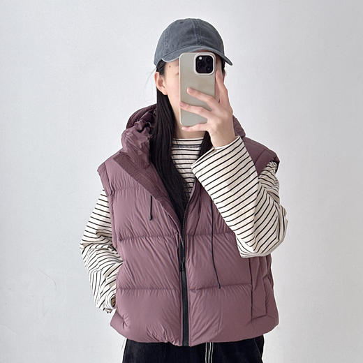 超柔保暖90%白鹅绒立领连帽短款羽绒服马夹外套 商品图4