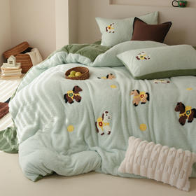 【换季出清】自然醒保暖舒适A版240g蚂蚁绒B版230g牛奶绒毛巾绣四件套HS