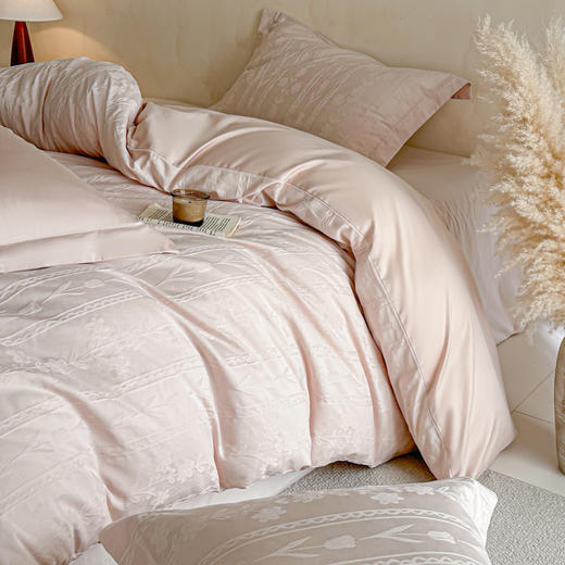 自然醒全棉长绒棉立体提花四件套-花屿HS 商品图5