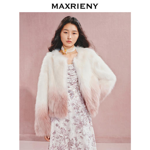 玛克门店发货：MAXRIENY奢华都市感渐变色狐狸坎毛皮草(货号:MC85FU502) 商品图0