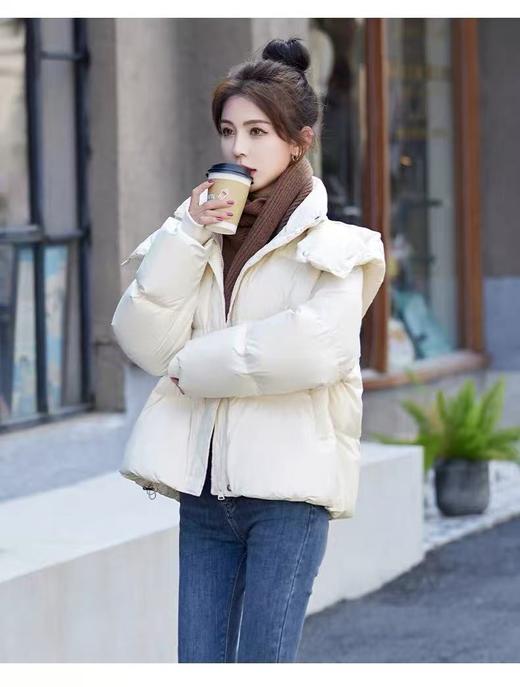 【自营】155g蓬松保暖【羽绒服】韩系连帽绗缝爆款蓬松百搭短款羽绒服-喜出 商品图2