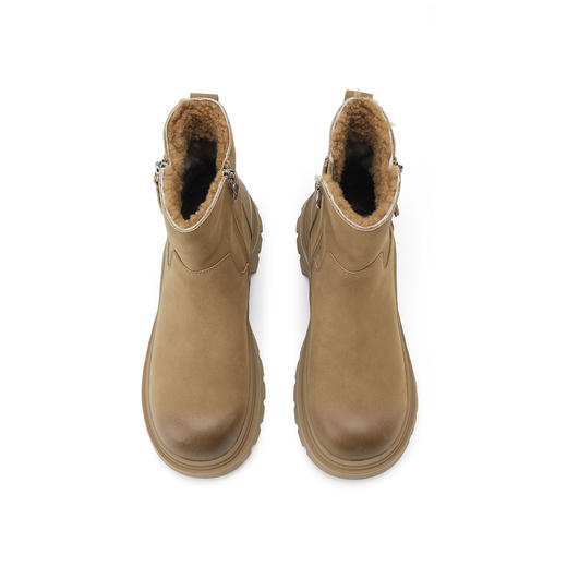 西村名物冬款舒适厚底防滑羊皮材质羊皮毛里短绒雪地靴毛毛鞋X24DS48281 商品图6