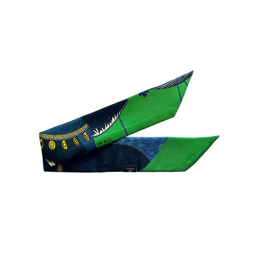 订购14周到｜AN-NEE-TRESSE-绿调 波西米亚 复古金色 4cm 丝巾手镯［法国设计师］ 商品图1