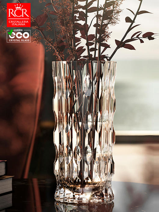 意大利RCR进口高端水晶玻璃花瓶富贵竹花瓶摆件客厅插花轻奢高档王者系列晶质花瓶 商品图3