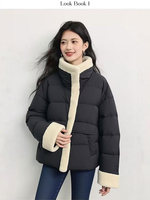 8521肌理感【羽绒服】绒子含量90% 韩系拼接皮毛短款蓬松保暖羽绒服-喜出 商品图3