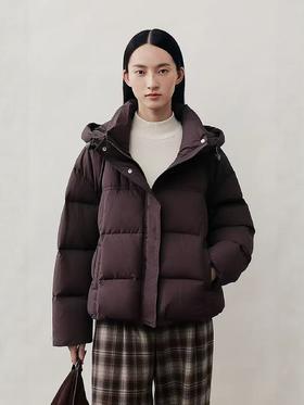 180g羽绒【卡汶品牌】连帽简约50%羽绒短款宽松羽绒服-喜出