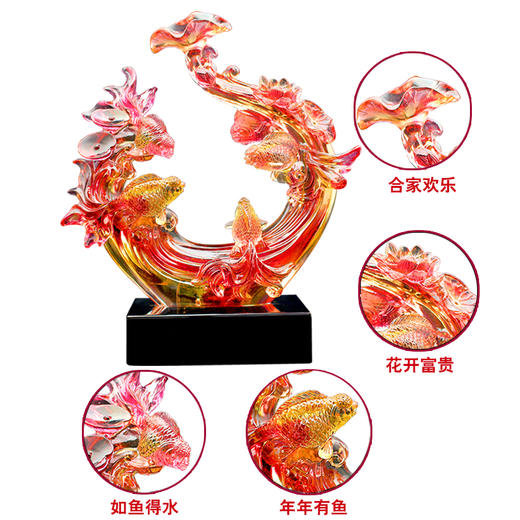 非遗古法琉璃工艺品水晶鱼摆件客厅玄关卧室装饰新房乔迁礼物定制佛罗端斯大金玉满堂-YHD 商品图5