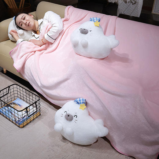 自然醒萌萌海豹三用抱枕毯QYL 商品图14