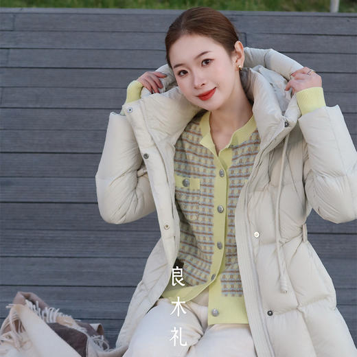 【特价不退换】【预售7天】良木礼收腰连帽鹅绒服（D258353） 商品图0