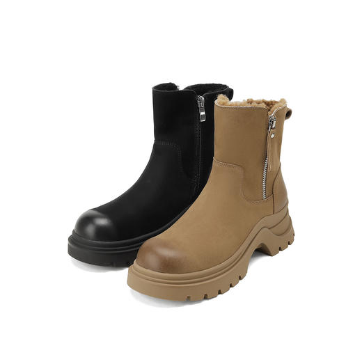 西村名物冬款舒适厚底防滑羊皮材质羊皮毛里短绒雪地靴毛毛鞋X24DS48281 商品图0