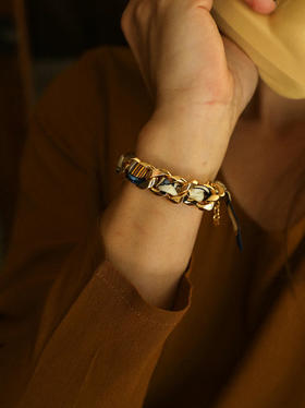 订购12周到｜AN-NEE-BRG-DECEMBRE-深蓝色 塔罗 1cm 丝巾手镯［法国设计师］