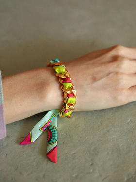 北京仓｜AN-NEE-BRG-DECEMBRE-薄荷绿 幸运予你 1cm 丝巾手镯［法国设计师］