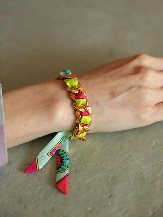 北京仓｜AN-NEE-BRG-DECEMBRE-薄荷绿 幸运予你 1cm 丝巾手镯［法国设计师］ 商品图0