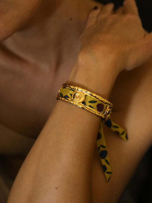订购14周到｜AN-NEE-IRMA-黄色 吉普赛传说 1cm 丝巾手镯［法国设计师］ 商品图0