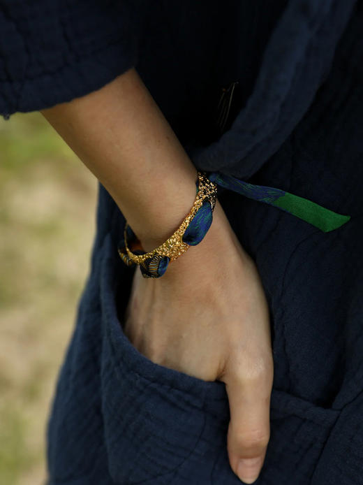 订购14周到｜AN-NEE-QUEEN-绿调 波西米亚 1cm 丝巾手镯［法国设计师］ 商品图0