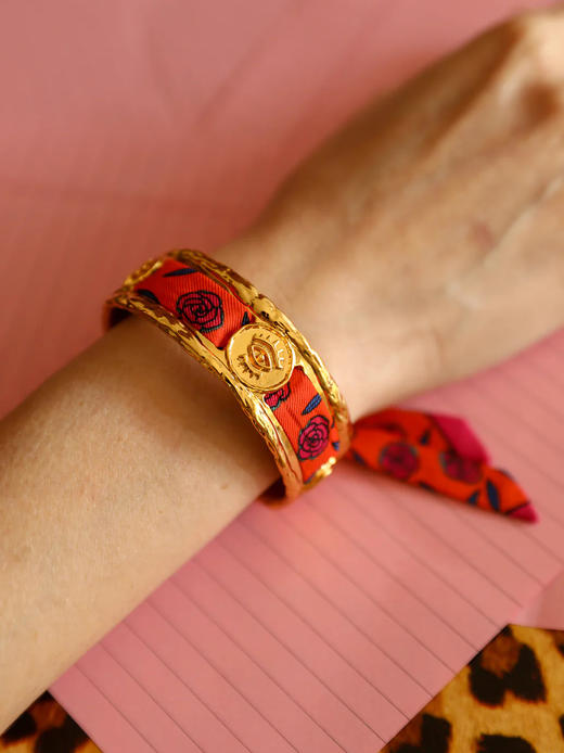 北京仓｜AN-NEE-IRMA-粉橘色 1cm 丝巾手镯［法国设计师］ 商品图0