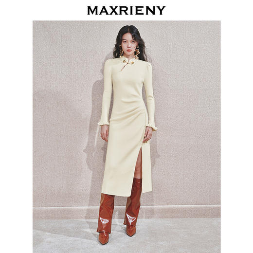 【商场同款-节庆新中式】MAXRIENY如意鎏金连衣裙中式抽褶连衣裙(货号:MC85DR756) 商品图2