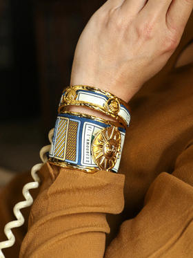 订购14周到｜AN-NEE-SOLEIL-深蓝色 塔罗 4cm 丝巾手镯［法国设计师］