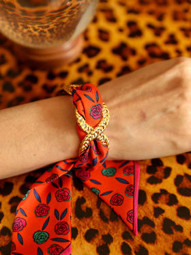 北京仓｜AN-NEE-TRESSE-粉橘色 4cm 丝巾手镯［法国设计师］