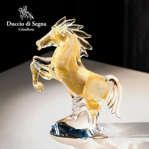 Duccio di Segna意大利水晶玻璃吉祥如意摆件客厅电视柜装饰礼品扬帆起航水晶摆件38cm（金）一马当先水晶摆件25cm（金）富贵吉象水晶摆件30cm（白金）拥抱水晶摆件33cm（金） 商品图3