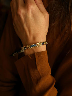 订购14周到｜AN-NEE-FEERIE-藤蔓-深蓝色 塔罗 1cm 丝巾手镯［法国设计师］