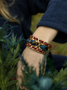 订购14周到｜AN-NEE-C3G-DECEMBRE-绿调 波西米亚 2cm 丝巾手镯［法国设计师］