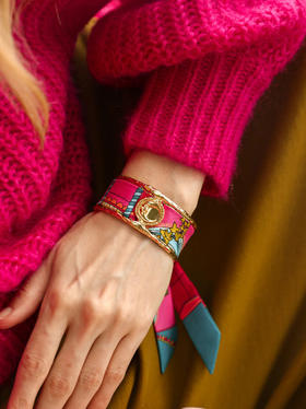 订购14周到｜AN-NEE-LUNE-粉蓝色 无名之境 2cm 丝巾手镯［法国设计师］