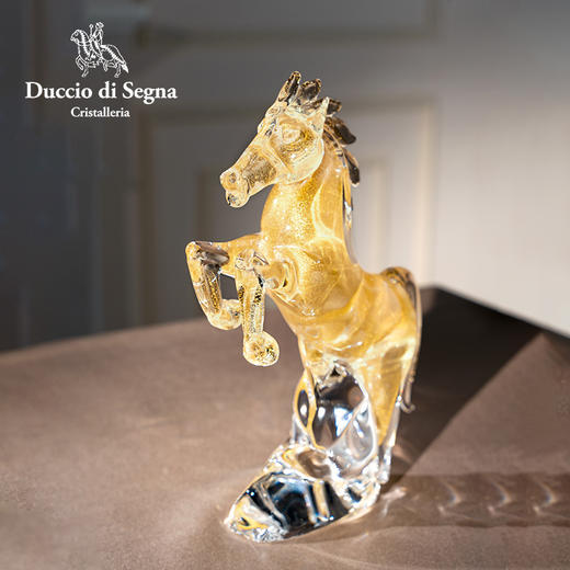 Duccio di Segna意大利水晶玻璃吉祥如意摆件客厅电视柜装饰礼品扬帆起航水晶摆件38cm（金）一马当先水晶摆件25cm（金）富贵吉象水晶摆件30cm（白金）拥抱水晶摆件33cm（金） 商品图1
